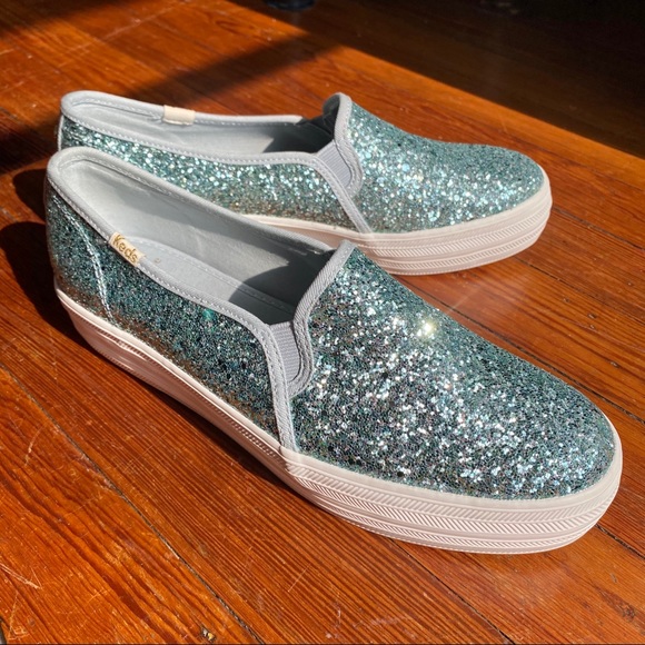 Keds X Kate Spade Triple Decker Glitter Shoes 8.5
